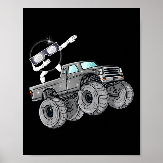 Dabbing Solar Eclipse Monster Truck Fun Boys Kids  Poster (Front)