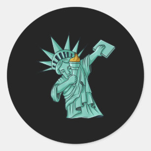 Dabbing Statue Of Liberty 4th Of July Kids Boys Classic Round Sticker