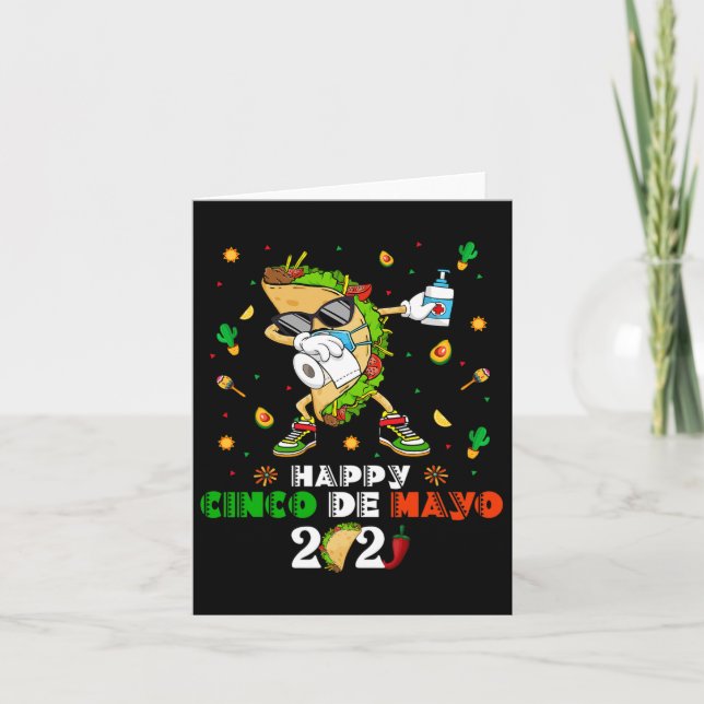 Dabbing Taco Cinco De Mayo 2021 Face Mask Quaranti Card (Front)