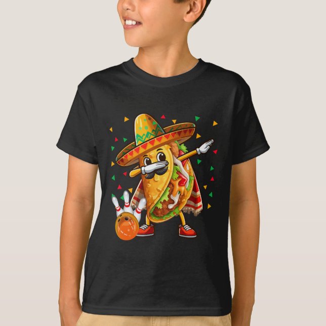 Dabbing Taco Playing Bowling Cinco De Mayo Player  T-Shirt (Front)