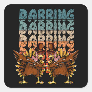 Dabbing Thanksgiving Funny Dab Turkey Kids Gift Square Sticker