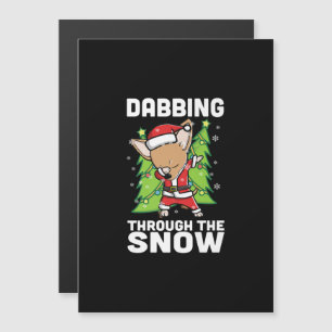 Dabbing Through Snow Chihuahua Christmas Dog Magnetic Invitation