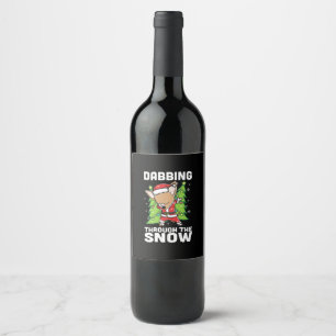 Dabbing Through Snow Chihuahua Christmas Dog Wine Label