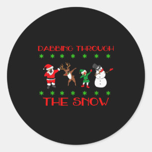 Dabbing Through The Snow Funny Christmas Design Classic Round Sticker