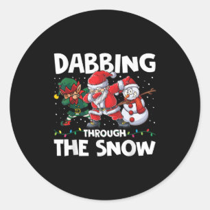 Dabbing Through The Snow Funny Santa Squad Fun Xma Classic Round Sticker