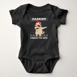 Dabbing Through The Snow Pug Ugly Christmas Sweate Baby Bodysuit