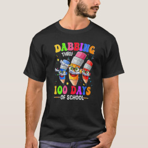 Dabbing Thru 100 Days Of School Crayon Teacher Kid T-Shirt