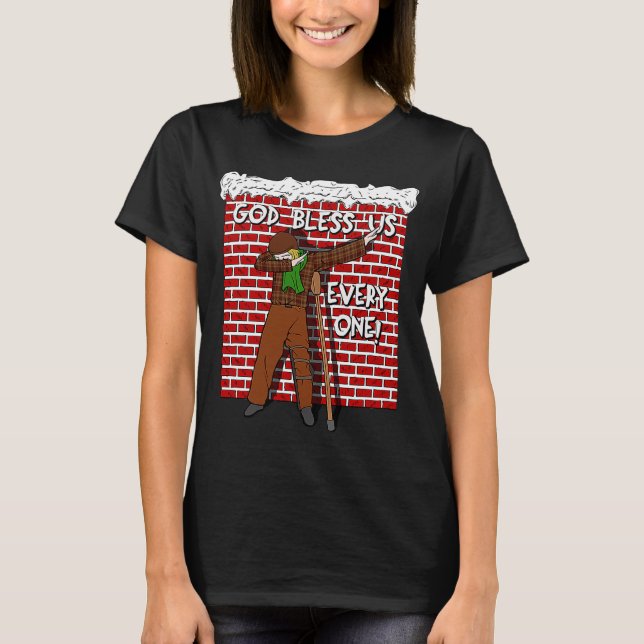 Dabbing Tiny Tim God Bless Us Uncle Scrooge Christ T-Shirt (Front)