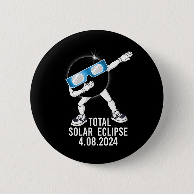 Dabbing Total Solar Eclipse 04.08.2024 Fun Dab Boy 2 Inch Round Button (Front)