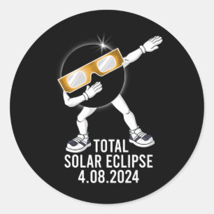 Dabbing Total Solar Eclipse 04.08.2024 Fun Dab Boy Classic Round Sticker