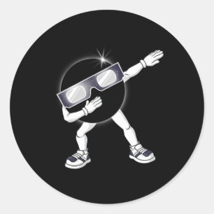 Dabbing Total Solar Eclipse 2024 Totality Dab Boys Classic Round Sticker