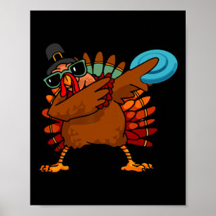 Dabbing Turkey And Disc Golf Autumn Fall Vibes Tha Poster