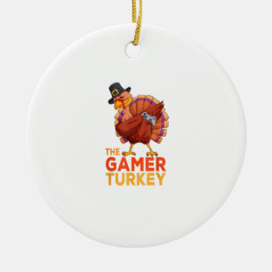Dabbing Turkey Gamer Thanksgiving Gaming Kids Boys Ceramic Ornament