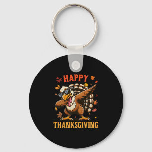 Dabbing Turkey Happy Thanksgiving Day Pilgrim Boys Keychain