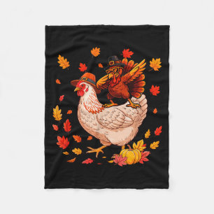 Dabbing Turkey On Chicken Thanksgiving Autumn Lgri Fleece Blanket