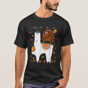 Dabbing Turkey Riding Llama Thanksgiving Llama Lov T-Shirt