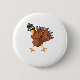 Dabbing Turkey Shirt Thanksgiving Boys Kids Men Tu 2 Inch Round Button