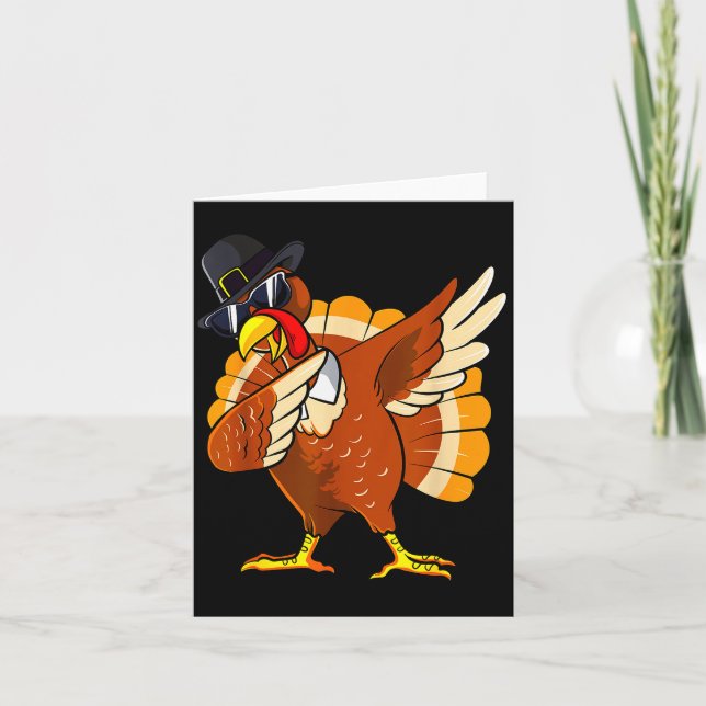 Dabbing Turkey Thanksgiving Day Lgrim Boys Kids Me Card (Front)