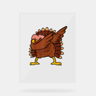 Dabbing Turkey Thanksgiving Day Pilgrim Boys Girls Acrylic Sign