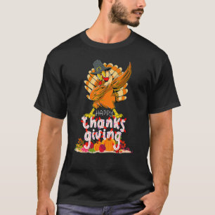 Dabbing Turkey Thanksgiving Day Pilgrim Boys Girls T-Shirt
