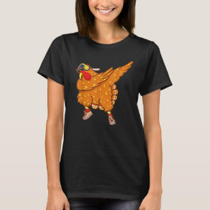 Dabbing Turkey Thanksgiving Day Pilgrim Boys Girls T-Shirt