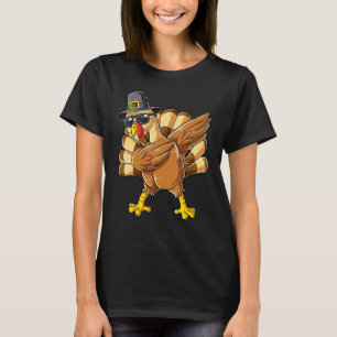 Dabbing Turkey Thanksgiving Day Pilgrim Boys Girls T-Shirt