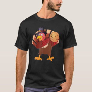 Dabbing Turkey Thanksgiving Day Playing Basketball T-Shirt