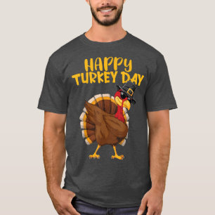 Dabbing Turkey Thanksgiving Pilgrim Costume Happy  T-Shirt
