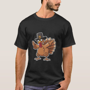 Dabbing Turkey Thanksgiving Pilgrim Dance Hip Hop T-Shirt