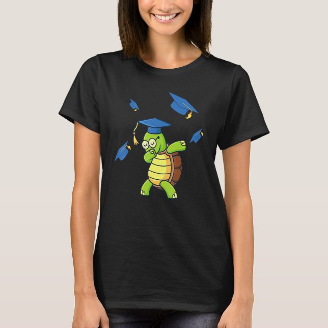 Dabbing Turtle Graduation Student Graduated T-Shirt (Front)