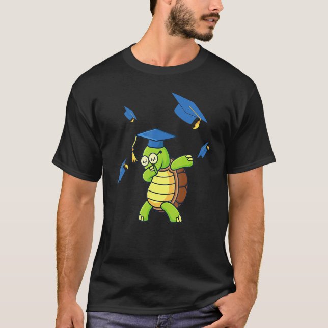 Dabbing Turtle Graduation Student Graduated T-Shirt (Front)