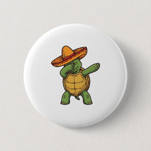 Dabbing Turtle Sombrero Vintage Vector Design_1 2 Inch Round Button