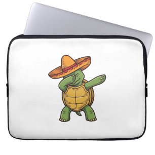 Dabbing Turtle Sombrero Vintage Vector Design_1 Laptop Sleeve