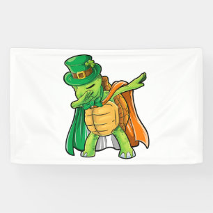Dabbing Turtle St Patricks Day Boys Leprechaun Banner