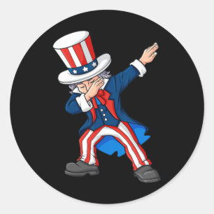 Dabbing Uncle Sam 4th Of July Dab Boys Girls Kids  Classic Round Sticker