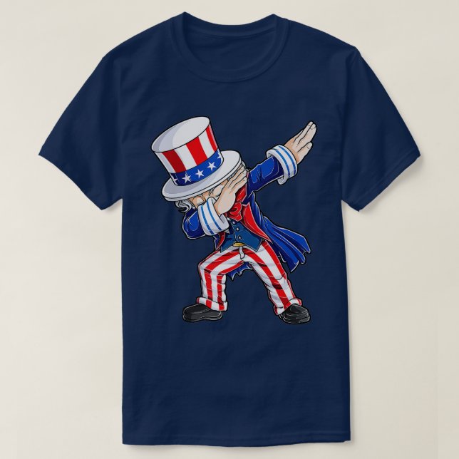 Dabbing Uncle Sam  4th of July Kids Boys Men Gifts T-Shirt (Design Front)