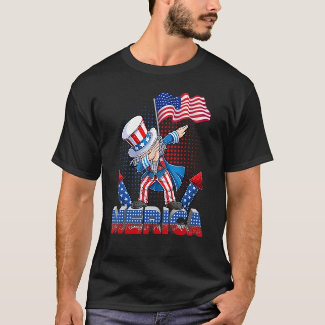 Dabbing Uncle Sam 4th of July Patriotic Usa Americ T-Shirt (Front)