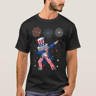Dabbing Uncle Sam Fireworks 4th Of July Kids Boys T-Shirt