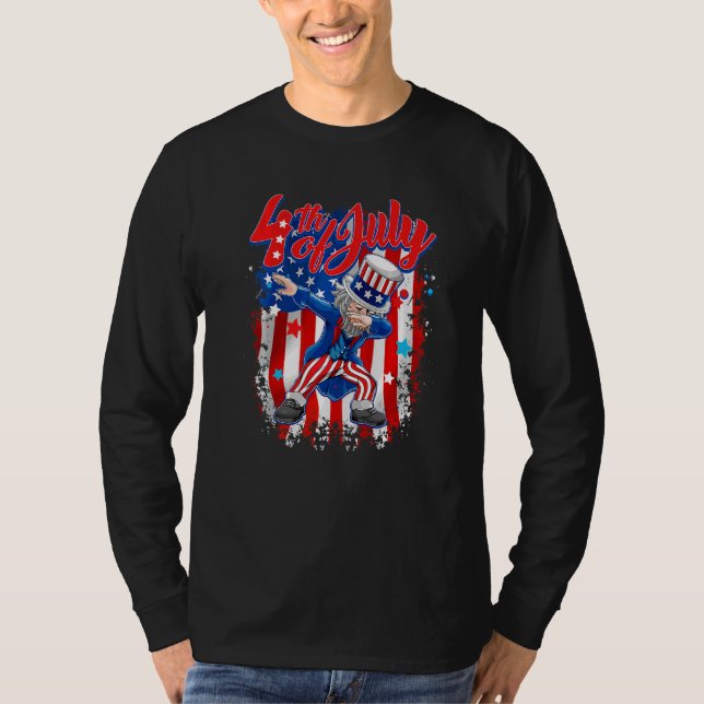 Dabbing Uncle Sam  Fourth Of July T-Shirt (Front)
