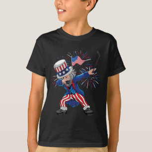 Dabbing Uncle Sam Ice Hockey Puck Indepedence Day  T-Shirt