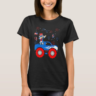 Dabbing Uncle Sam Riding Monster Truck 4th Of July T-Shirt