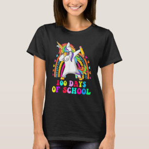 Dabbing Unicorn 100 Days Of School Rainbow Women K T-Shirt