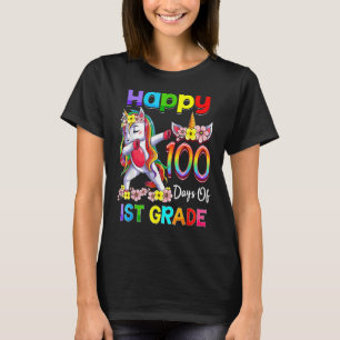 Dabbing Unicorn 100th Day Of School 1st Grade Girl T-Shirt