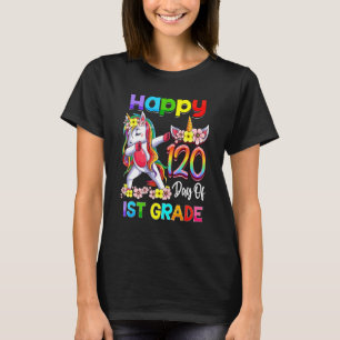 Dabbing Unicorn 120th Day Of School 1st Grade Girl T-Shirt