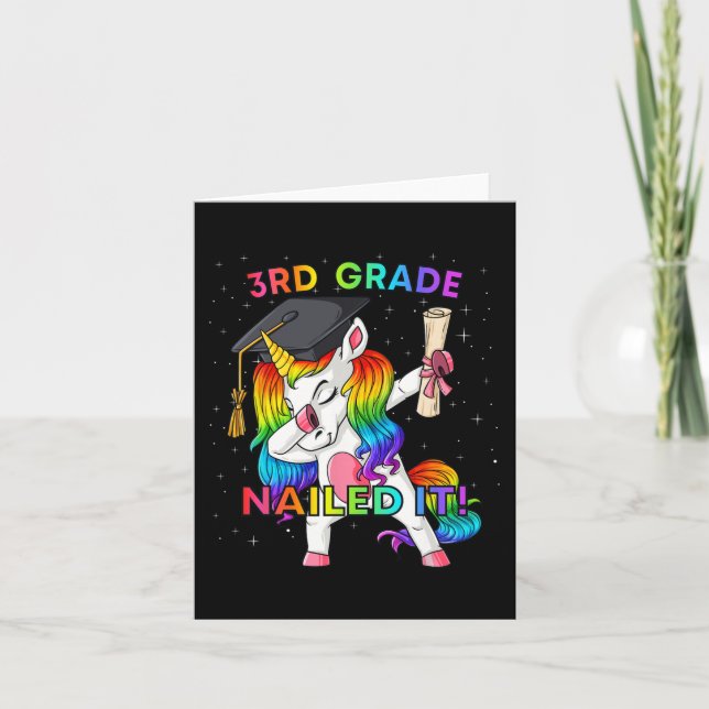 Dabbing Unicorn 3rd Grade Nailed It Graduation Gir Card (Front)