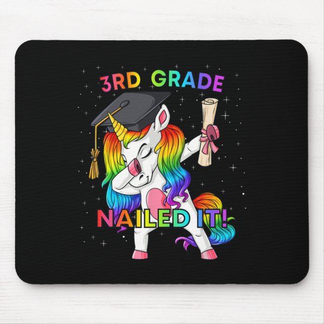 Dabbing Unicorn 3rd Grade Nailed It Graduation Gir Mouse Pad (Front)