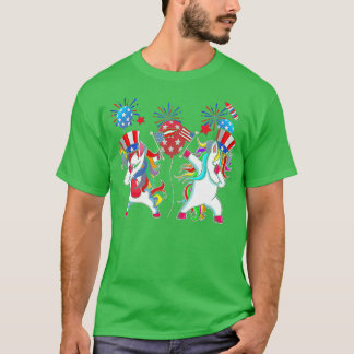 Dabbing Unicorn 4th of July Celebrate American US T-Shirt