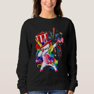 Dabbing Unicorn 4th Of July Girls Kids Teens Ameri Sweatshirt