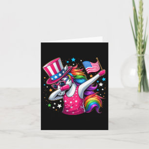 Dabbing Unicorn 4th Of July Uncle Sam Girls Americ Card