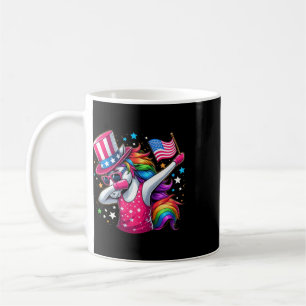 Dabbing Unicorn 4th Of July Uncle Sam Girls Americ Coffee Mug